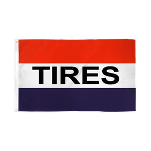Tires Themed Banner, 3x5ft Polyester Fabric Flag with Bold Colors, Colorful Print, Dye Sublimate Print & Header Tape for Festive, Home Decor