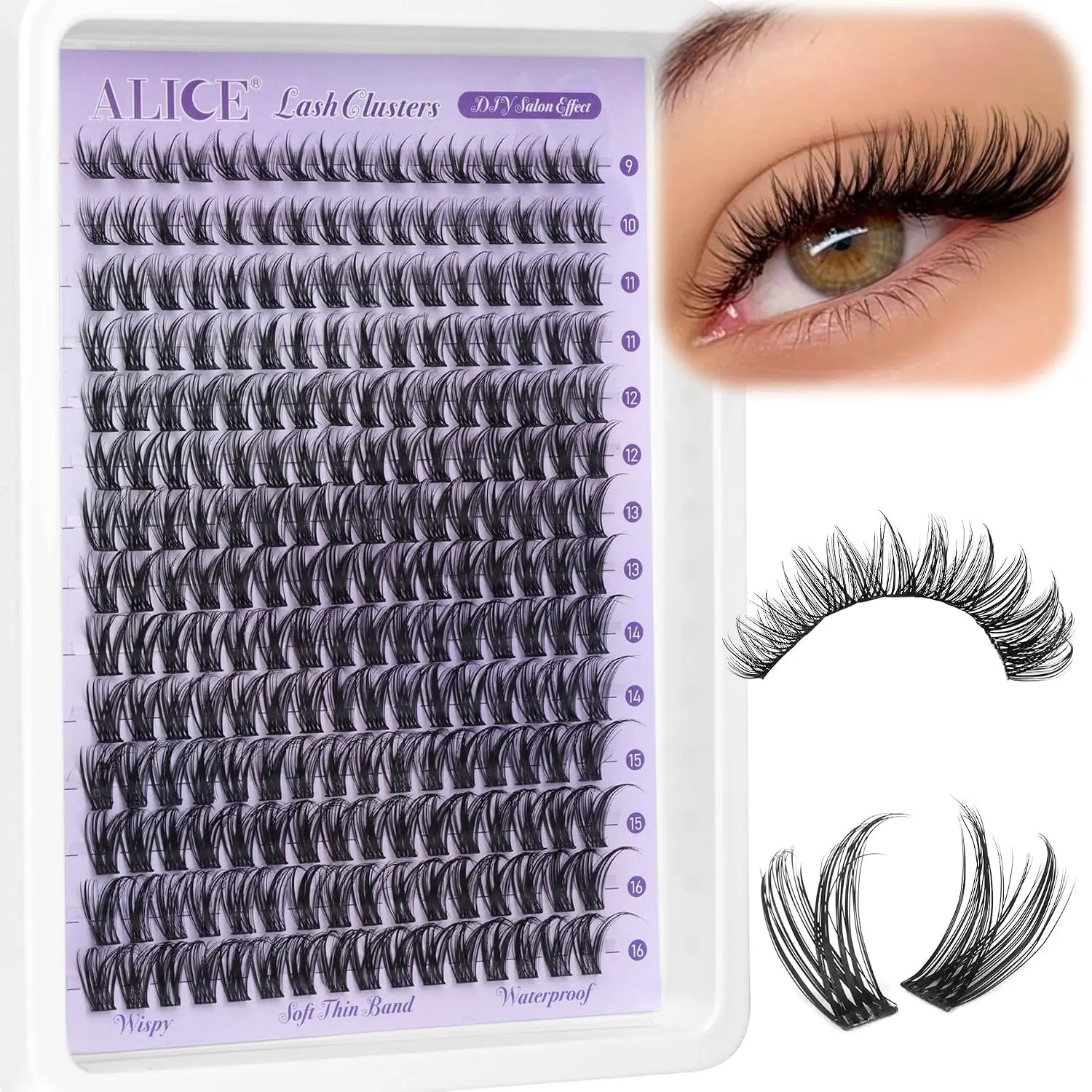 168Pcs Wispy Lash Clusters (10-18mm Mixed Lengths), Natural Volume DIY Cluster Eyelash Extensions, Individual Lashes with Soft Thin Band for Easy Application