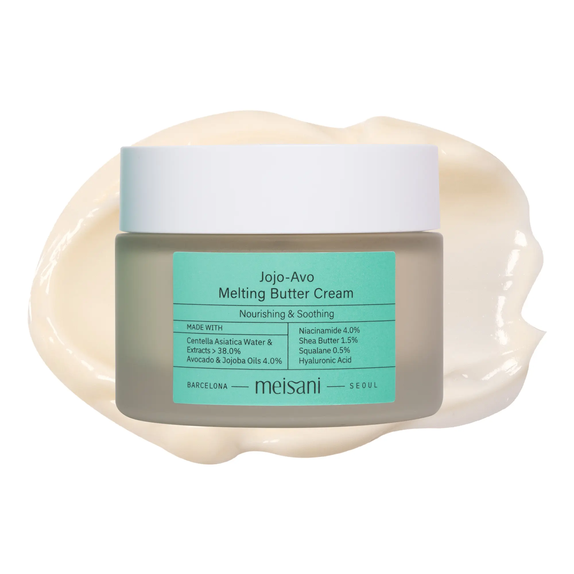 Meisani Jojo-Avo Melting Butter Cream | Avocado & Jojoba Nourishing Moisturizer, 1.76 fl.oz.