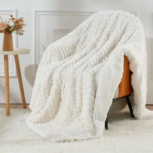 Weighted blankets for adults, queen size (15 lbs), soft warm sherpa fleece heavy blanket with washable fuzzy jacquard flannel for sleep and calm, 60 × 80 inches, cream white