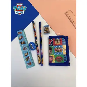 6Pcs Cartoon Rescue Dogs Stationery Gift Set Includes Pencils, Ruler, Eraser and Sharpener, Cute Party Favors & Gift for Birthday Christmas Valentine's Day, Room Home Decor