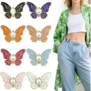 Veliora Gift B Waist Clip, Pant Waist Tightener, Retro Butterfly Pants Waists Tightener, Adjustable Jeans Button Pin Pant Clips, Detachable Pants Tighteners, Reusable Jean Buttons for Women Loose Jeans stud earring money bracelet