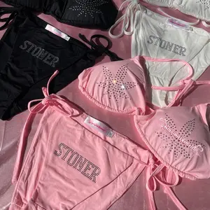 Stoner Clear Rhinestone Bikini Set