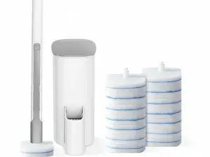 Disposable Toilet Brush - Toilet Bowl Cleaner, Toilet Cleaning Supplies, Toilet Brush with Holder, 14 Refills for Deep Cleaning and Hygienic Bathroom Maintenance