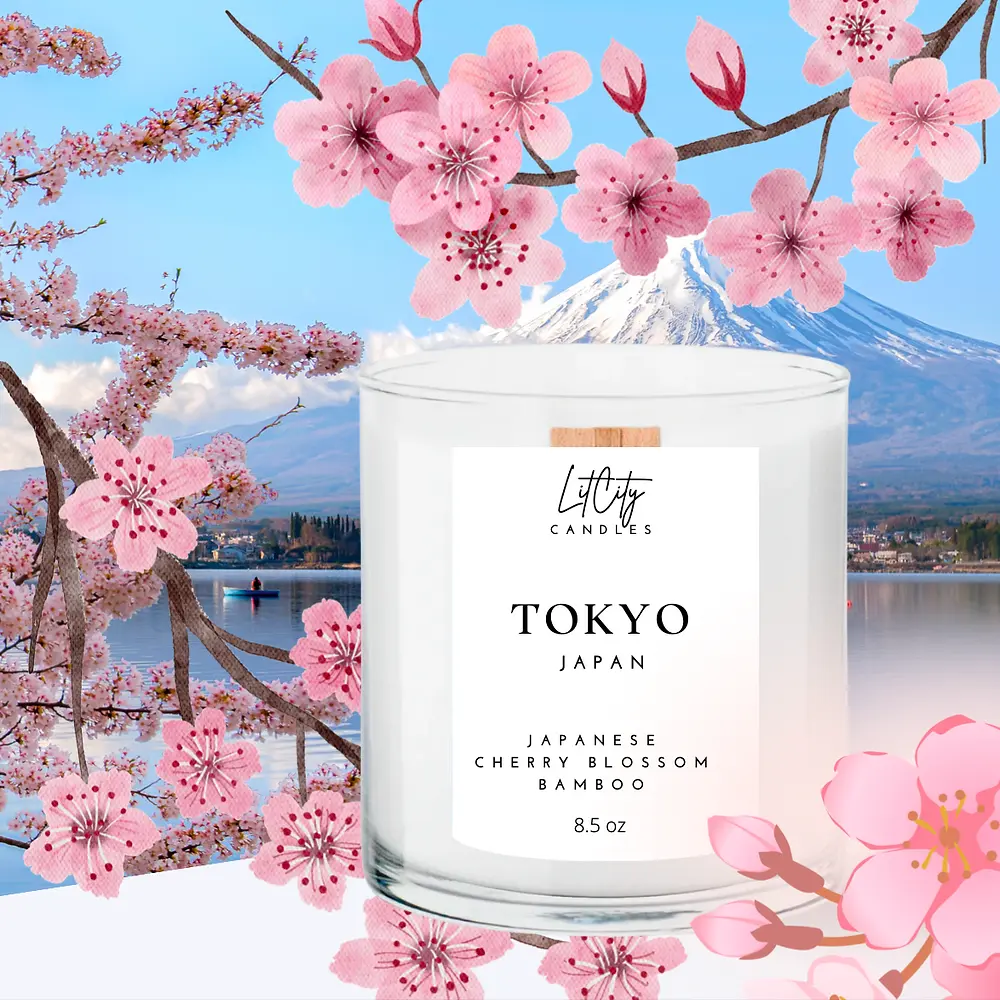 Tokyo Candle - Japan Inspired Candle - cherry blossom - Travel Gift Idea