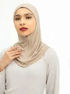 1pc Convenient Zipper Headscarf Hijab, Quick Wear, Breathable Fabric, Adjustable, Elastic Design, Soft and Comfortable, Ideal for Daily Use