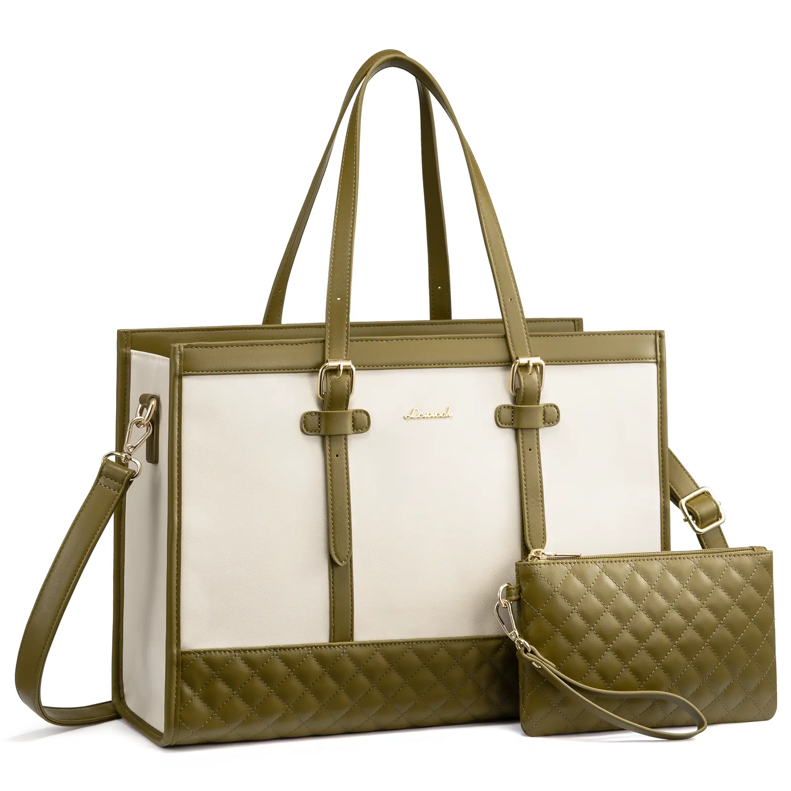 Olive Green & Seashell (Full PU Leathe）