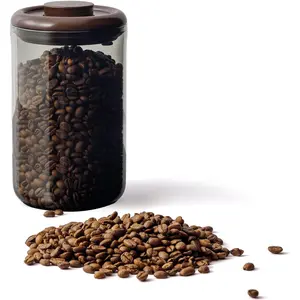 15OZ Amber Glass Coffee Canister with Pop Lid, Airtight Storage Jar with UV Protection for Coffee Beans, Tea, Espresso, Sugar & Dry Food, Kitchen Countertop Container