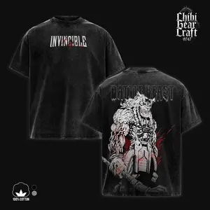 Invincible Battle Beast Shirt Savage Alien Warrior Unstoppable Fighter Blood Splash Distressed Typo Vintage Washed Oversized T-Shirt Hoodie Superhero Action Graphic Anime Tee Faded Crimson Red Black Edgy Streetwear Merch Gift For Movie Fan Clothes