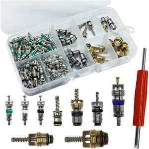 134PCS R134a A/C Schrader Valve Core Kit, Assorted Automotive Tire Valve Stem Core Replacement, Universal Car Air Conditioning Refrigeration Repair Accessories