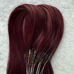 2025 Hot Wholesale 50pcs Nano Ring Link Hair Extensions for Women, 8D Micro Beads Human Hair, Pre-Taped, Reusable, 0.6g/s, 12-20 Inches, # 99J