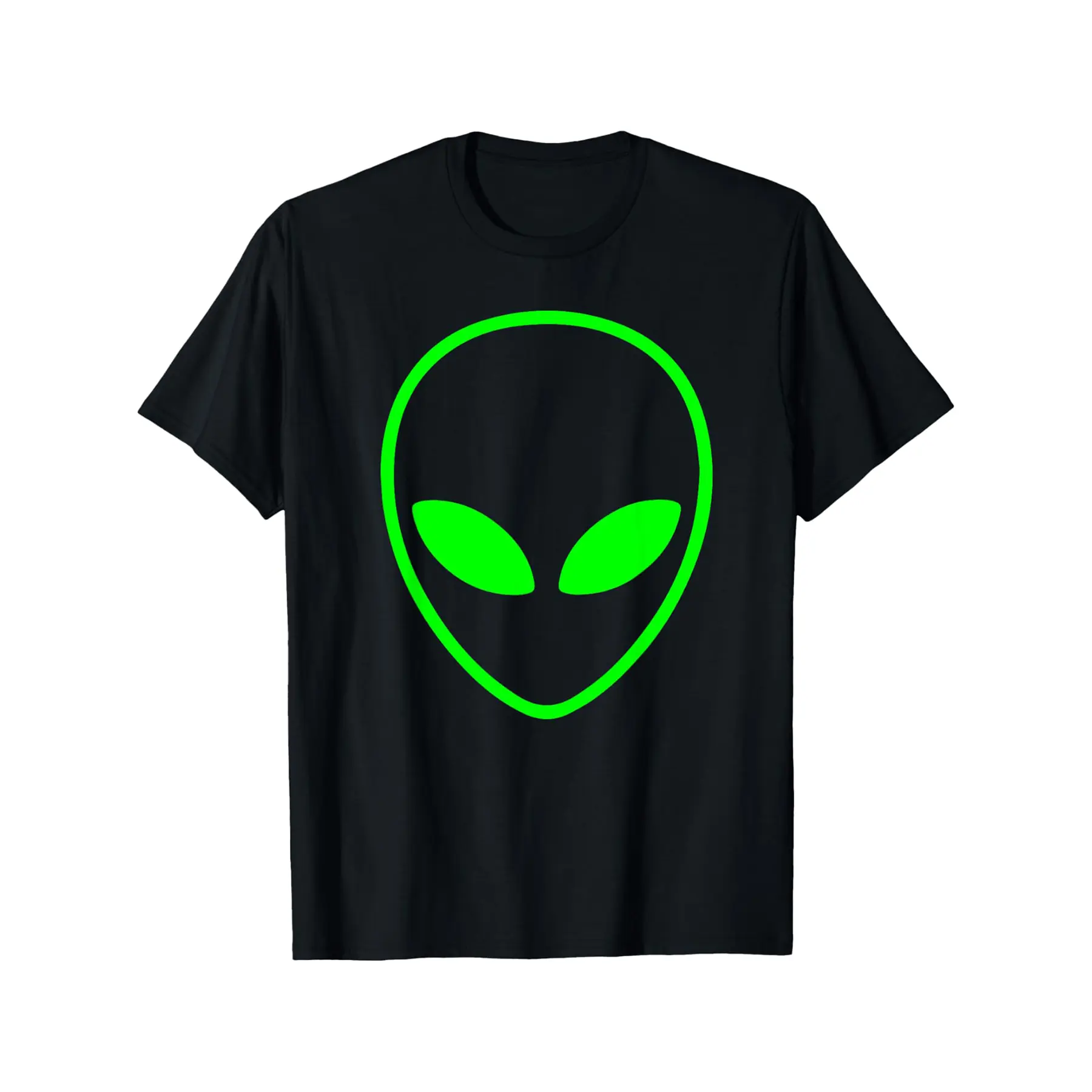Green Alien Head T-Shirt  Fun Design DIYMen's Soft breathable Summer and winter comfortable casual sports Halloween and Christmas gifts Fabric Menswear Top Birthday Fitted Graduation