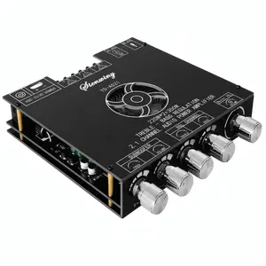 Bluetooth 5.1 Audio Amplifier Board, ZK-AS21 2.1 CH 220W x 2 + 350W HiFi Subwoofer Power Amp Mini Digital Audio Amp Module for Home Speakers(30-220W, 3-8Ohms), DC 16-38V, BT USB AUX Input