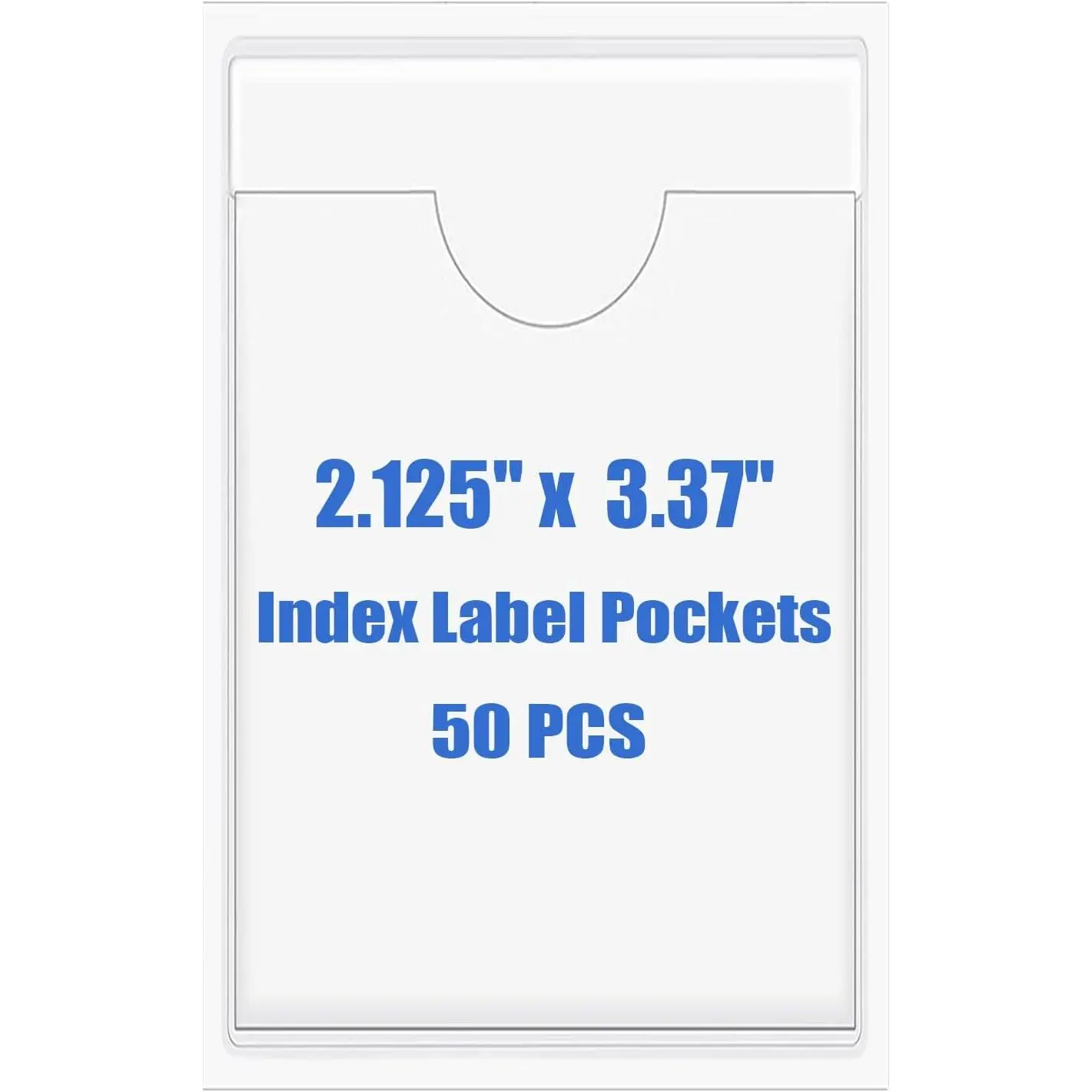 50 PCS Self-Adhesive Index Label Pockets, Clear Plastic Peel & Stick Card Holders with Top Open for Loading (2.125 x 3.37 inch - Bank Cards Exclusive)