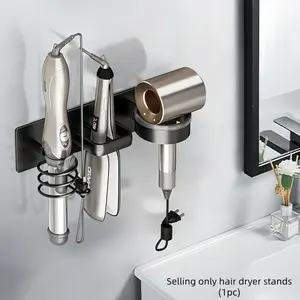 Wall-Mounted Bathroom Hair Tool Organizer, Durable Aluminum, Large Capacity, Space-Saving, Modern Style, Perfect for Holidays Gifts