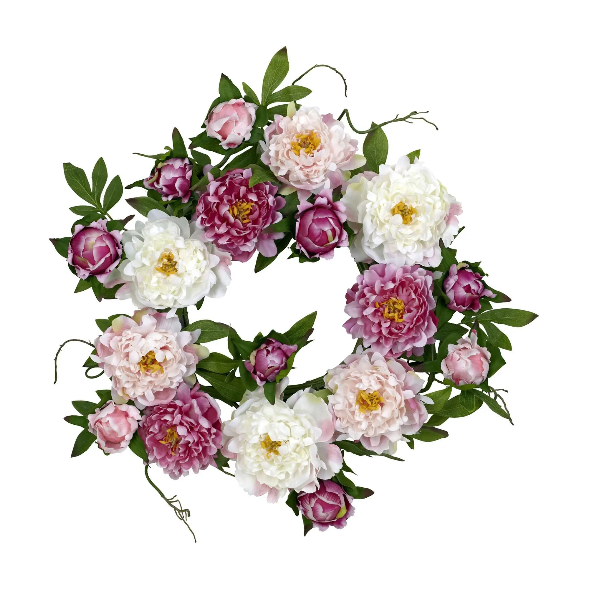 22" Peony Wreath by Nearly Natural