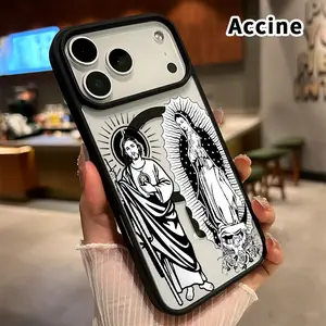 Magnetic Phone Case Supports Wireless Charging for iPhone 17 16  Pro Max Plus 15 14 13 12 11 Air E Divine duo presence Pattern Anti-Yellowing Shockproof durable ultra-thin Crystal Transparent Acrylic Cover