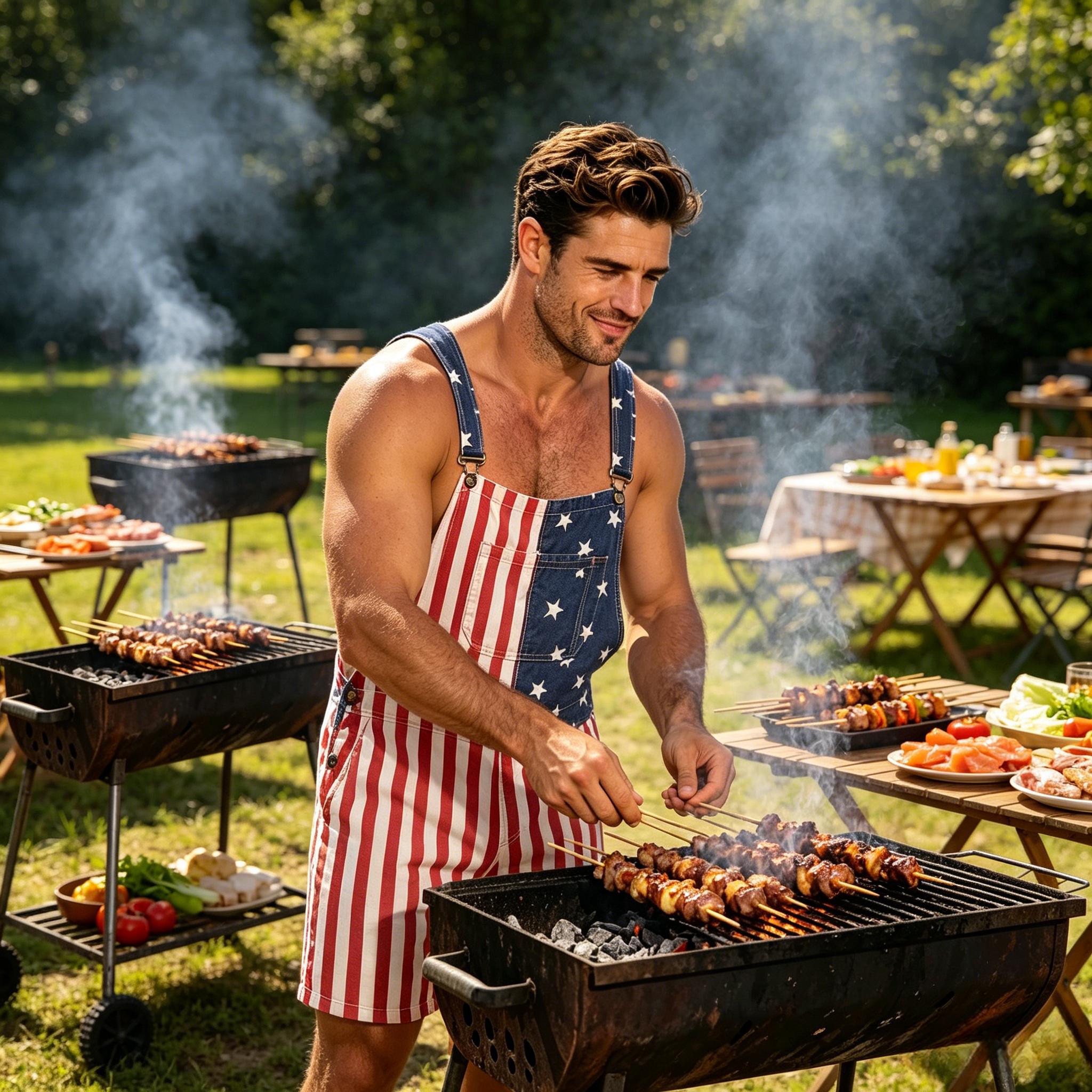 Men's Patriotic 250th Anniversary Stars-and-Stripes Flag Overalls Shorts - Menswear for Independence Day Celebration, American Flag USA 4th of July Party Wear, Work Bib Coveralls Romper Jumpsuit Gifts