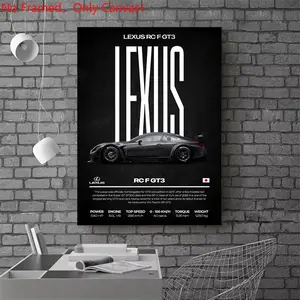 1 Piece/Set frameless canvas painting print poster,Luxury sports car art ，Lexus RC F GT3 Race Car， a perfect gift for cars loves, ideal gift for bedroom, living room, dorm hallway, kitchen, mural, wall decoration, room decor