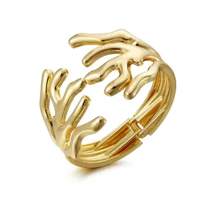Gold Tree Branch Cuff bangle - Unique Nature-Inspired Statement Bangle, Adjustable Wide Band Bangle