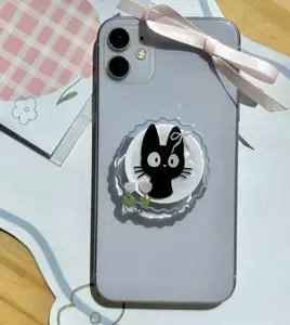 Adorable Black Cat Pink Bow & Flower Kindle Fantasy BookTok Romantasy Kindle Grip Kindle Popsocket Book Bookish Magnetic Kindle Grip Books Lover Kindle Accessories Phone Holder PopSocket Phone Grip Magnetic Pop Socket Phone Grip