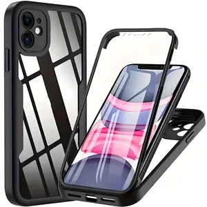 360 Full Body Front &  Transparent Protective Cover, Phone Case with Screen Protector, Protective Cover Compatible with iPhone 11 12 13 14 15 16 17 Pro Max