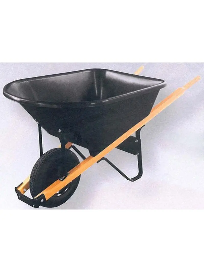 Truper Medium Duty Poly Tray Wheelbarrow - 6 cu. ft., Steel Handle, 18" H x 27.75" W x 60.25" L, 32.2 lbs, for Gardening (Model 880103551 30355), Adults