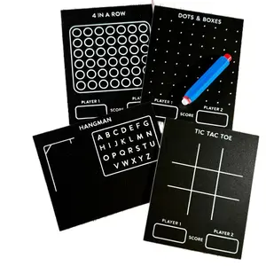 Classic Games Chalkboard Travel Set Hangman, Dots and Boxes, Tic Tac Toe, 4 In A Row
