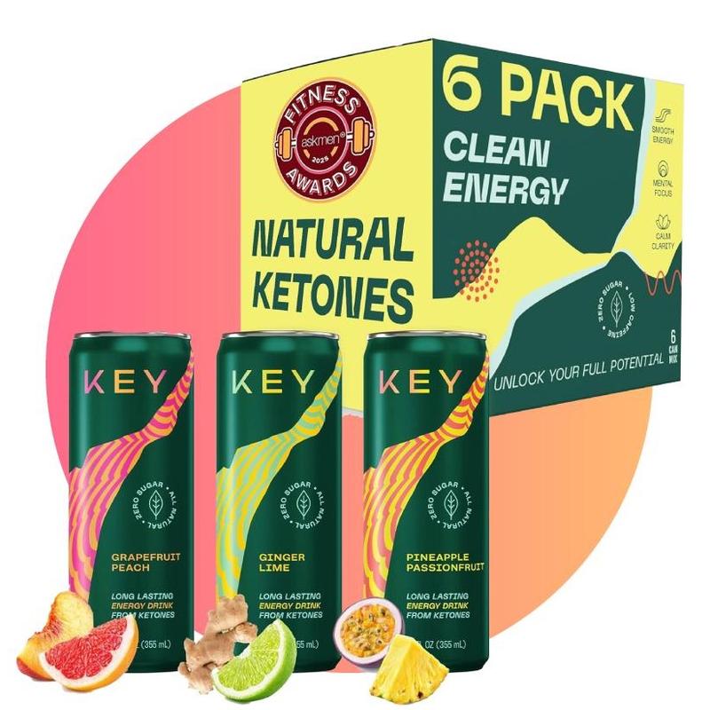 KEY Clean Energy Ketone Drink - All Natural, Sugar Free, Mental Focus, Low Caffeine