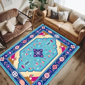 Lake Blue Bohemian Area Rug, Waterproof, Soft Comfortable Mat for Hallway, Kitchen, Living Room, Bedroom Decor