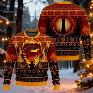 Fantasy Movie Ugly Sweater, Giant Monster Fire Jumper, Geek Holiday Gift, Epic Adventure Film Fan, Ugly Christmas Sweater