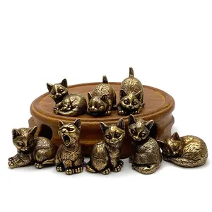 Imperial Brass Cat Incense Holder — Vintage Tea Pet Desk Ornament