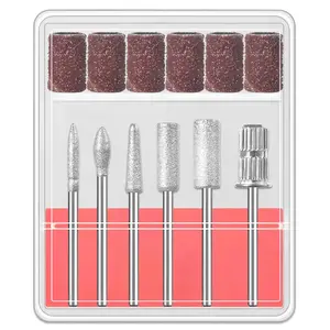 ✨ 6-Piece Professional Nail Drill Bit Set | Premium Stainless Steel Bits + 6 Sanding Bands | Universal 3/32-Inch Shank | For Acrylic Removal, Shaping & Surface Care | Includes Portable Storage Box | Nail Care Tool