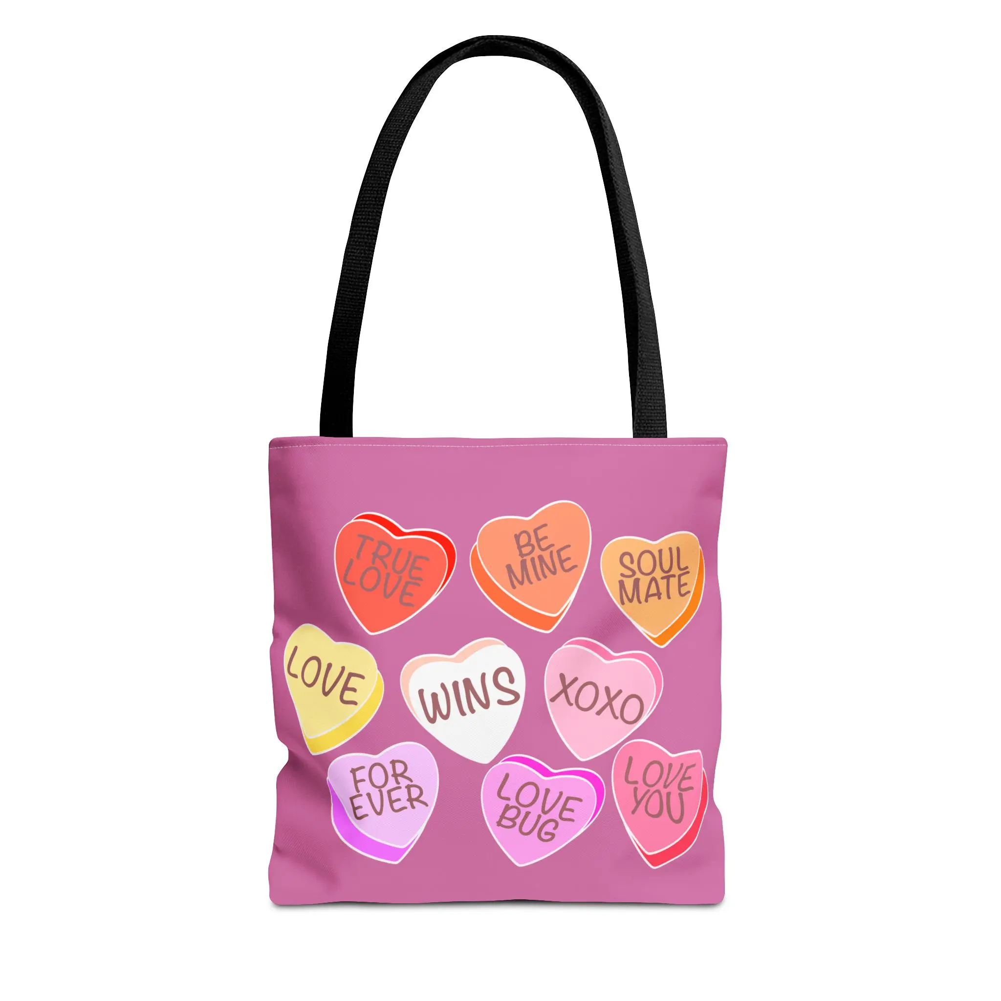 Sapphic Candy Hearts Valentine's Day Love Tote Bag, Cute Pink Heart Design, Gift for Her, Personalized Shopper Bag, Sweetheart, Anniversary