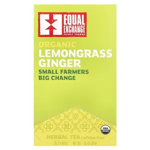 Equal Exchange Organic Lemongrass Ginger, Herbal Tea, Caffeine-Free, 20 Tea Bags, 1.05 oz (30 g)