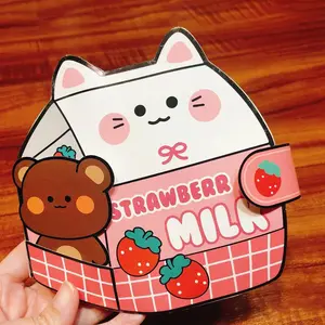 Strawberry Milk Box Shaped DIY Book, 1 Set Cute Cartoon Quiet Book, DIY Handmade Book for Teenager, Matching Toy Book, Fun Birthday Gifts, Crafts