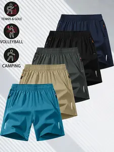 Men’s 5-Pack 5″ Gym Shorts — Quick-Dry, Breathable Athletic Running Shorts with Zipper Pocket, Summer Workout, SummerVibes
