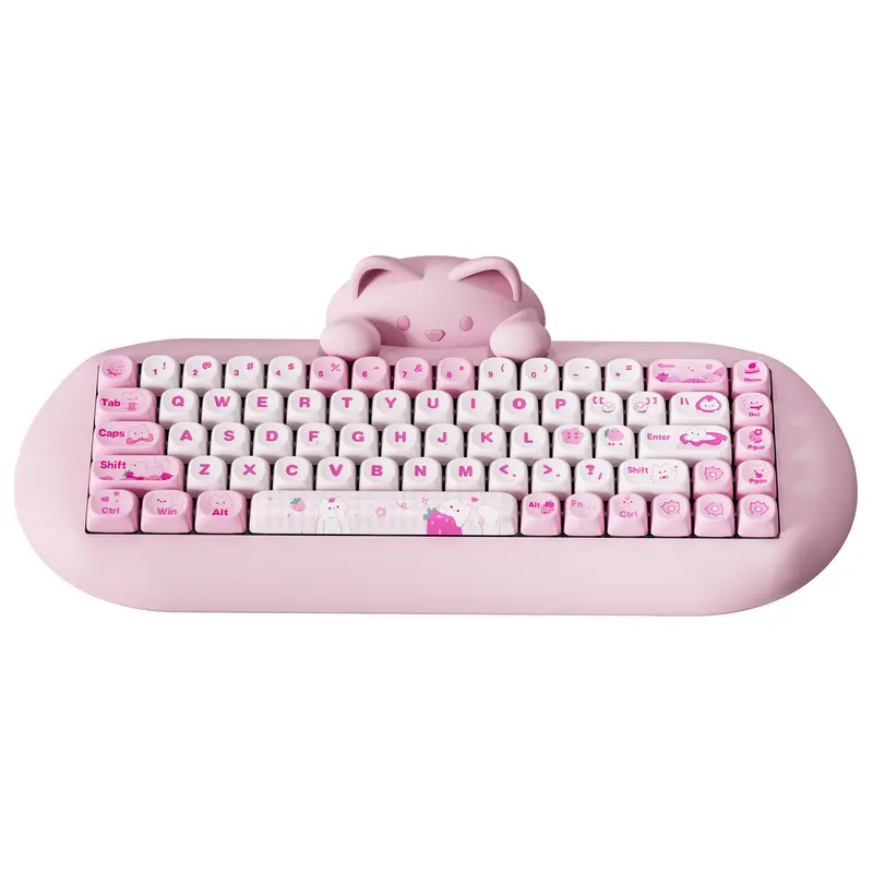 YUNZII C68 Wireless Mechanical Keyboard, 65% Gaming Keyboard Hot Swap, Triple Mode BT5.0/2.4G/Wired, RGB Backlit NKRO, Cute Cat Silicone Ergonomic Keyboard for Win/Mac