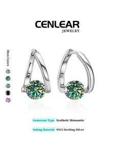 Elegant S925 Silver Color Moissanite Gemstone Anniversary Earrings for Women, Hypoallergenic Jewelry Perfect for Weddings & Anniversaries, Ideal Gift Set