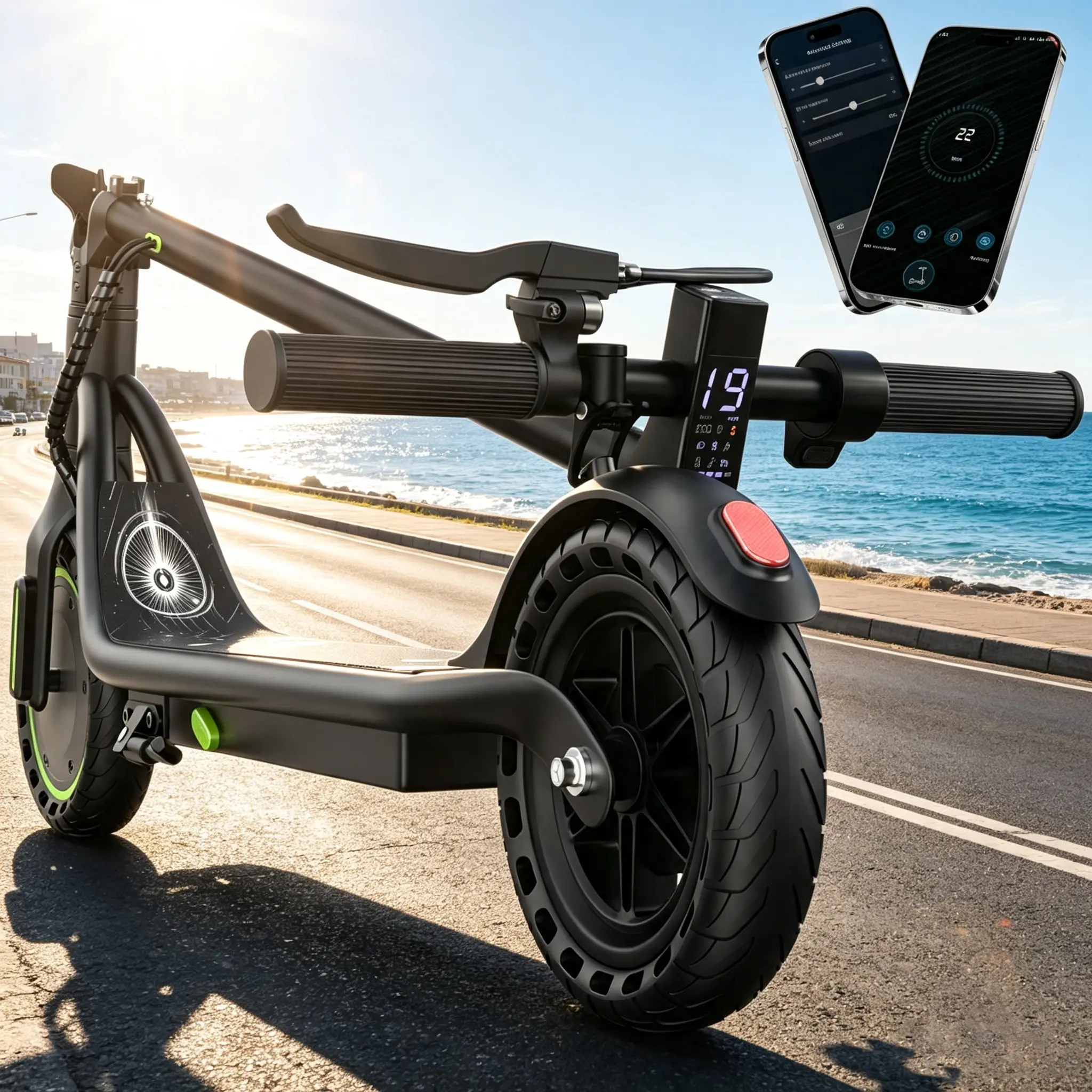 350W Electric Scooter for Teens & Adults, Portable Lightweight Foldable Commuter Escooter with 8-19MPH Top Speed, 15 Mi Range, 8.5-Inch Solid Tires sohochic