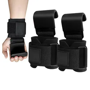 2pcs Fitness lifting hook hand grip support hard pull lifting hook wrist strap fitness gloves for men and women