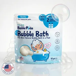 TRUKID Bubble Podz Vanilla Scented Bubble Bath - 100% Natural Organic Coconut SLSA - pH Balanced & Plant-Based - 10 Pods - Eco-Friendly Compostable Pouch - Gentle for Kids' Skin Body Care Coconut Cosmetic Organic