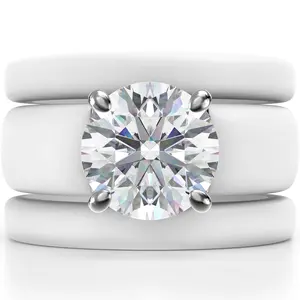 Round Cut Silicone Ring Set for Women, 2 Thin Stackable Rings - 7 mm Round Cut CZ | Patented Design - GlowStone Collection