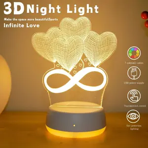 Heart Balloon Creative 3D Night Light Led Heart Lights, USB Powered Tabletop Decor Lamp, Bedroom Decoration, Wedding Anniversary Valentine Gift