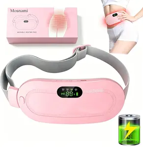 Wearable Heating Pad for Period Cramp Relief, Cordless Abdominal Massager with 3 Heat Settings & 4 Vibration Modes, Adjustable Waist Belt for Women, Wireless Heating Pad