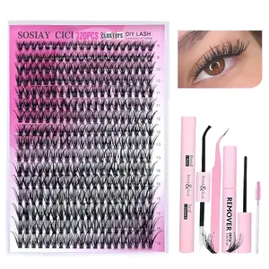 Eyelash Extension Kit 9-16mm D Curl Single Eyelash Extension Kit 320pcs 1 Set Eyelash Extension Kit Including Separated Fluffy Curl False Eyelashes Eyelash Tweezers & Glue, DIY Eyelash Extension Tool Kit Is Easy To Apply & Remove, Suitable For Beginners.