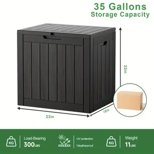 35 Gallon Large Outdoor Storage Deck Box, UV & Water-Resistant, Weatherproof Resin Organizer with Lockable Lid for Furniture, Garden Tools, and Toy Storage Ample Space for Indoor & Outdoor Use. Perfect Holiday Gift for Hallowee, Christmas Thanksgiving