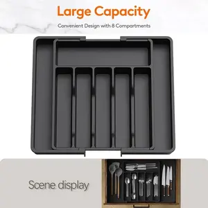 Expandable Utensil Tray Silverware Spoon Organizer Drawer Cover Adjustable Cutlery Tray Drawer Organizer Kitchen