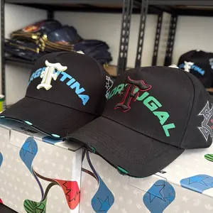 FC BUNDLE FLAMA HATS - Argentina, Portugal Caps - Black with Colorful Lettering - Perfect for Fans