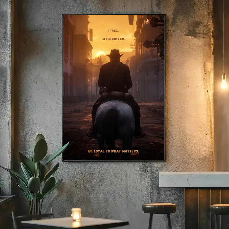 [NO FRAME] Arthur Morgan Sunset Poster – I Tried, In the End I Did Inspirational Wall Art